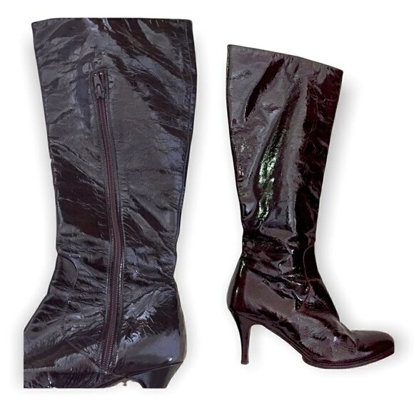 Duro Olowu bordeaux soft patent leather knee High boots size 39 eu - Picture 4 of 8